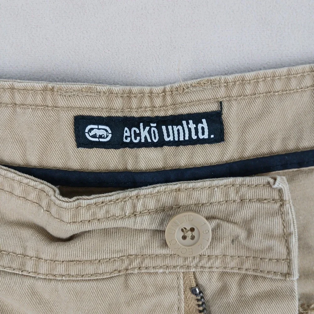 Ecko Unltd 44x11 Mens Cargo Shorts Khaki Heavyweight Canvas